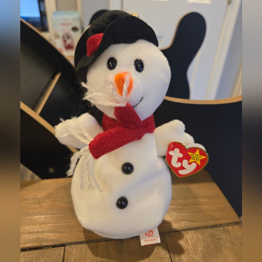 Vintage 1996 Ty Snowball The Snowman Plush Beanie Baby